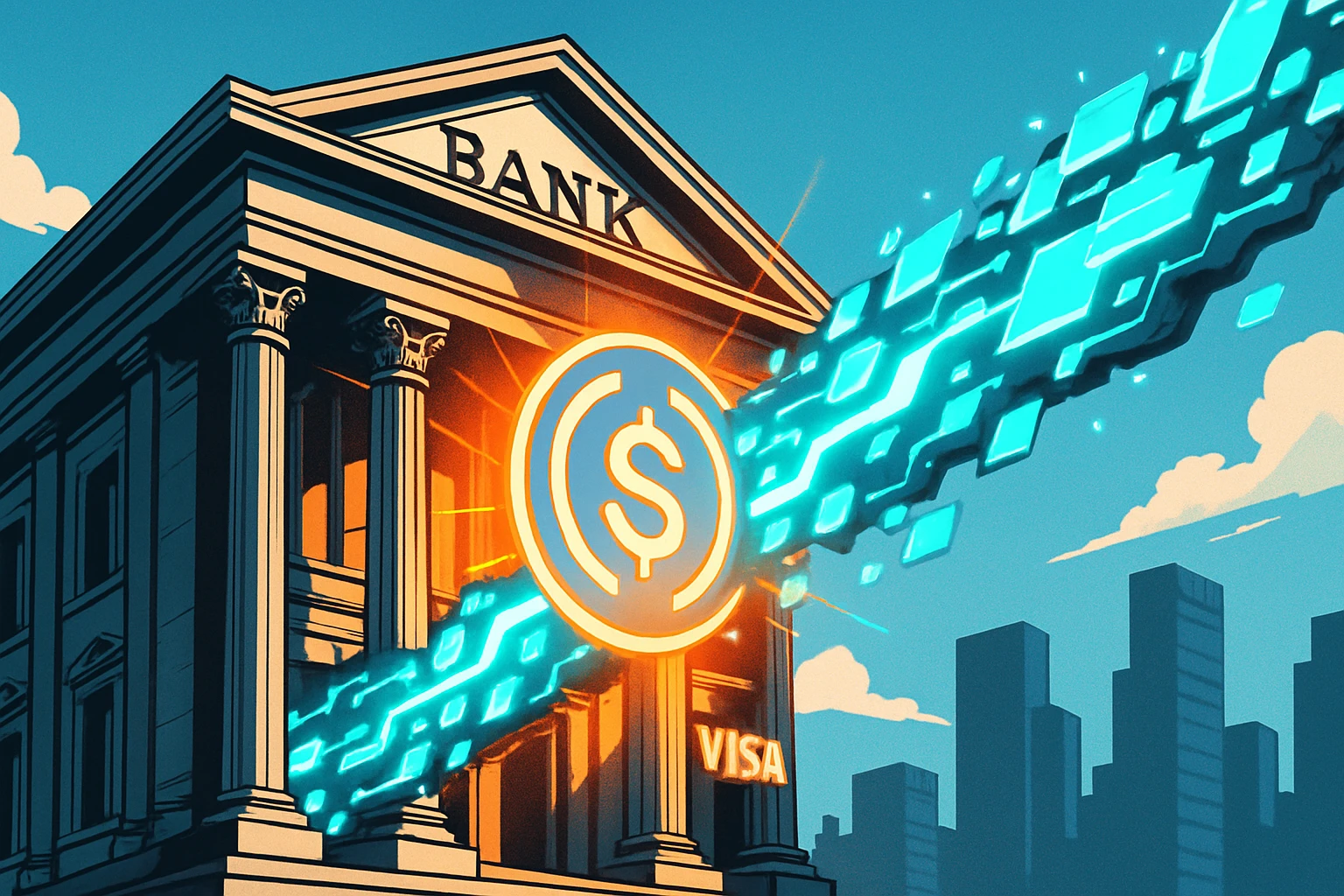 Visa 在美国上线 USDC 稳定币结算，已有两家银行配合打破周末真空